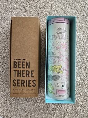 Starbucks Floral Japan Travel Thermos - Mint & Pink